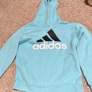 adidas Aqua Blue Hoodie with Black Logo